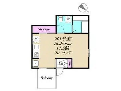 GLOSS TERRACE(ワンルーム/2階)の間取り写真