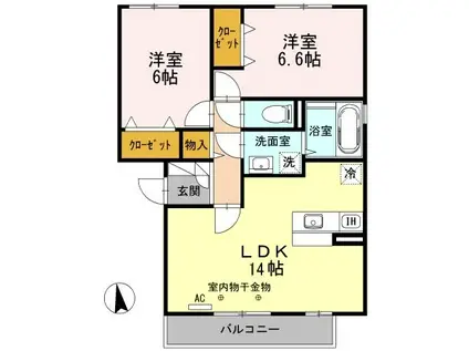 アバンセレジデンス(2LDK/2階)の間取り写真