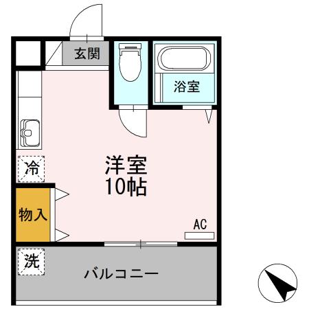 ハイツミレム(ワンルーム/1階)の間取り写真