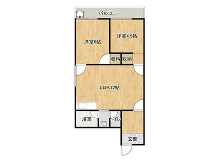 西ノ京ハイツ(2LDK/3階)の間取り写真