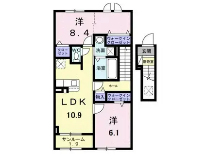 メゾンドラーゴ(2LDK/2階)の間取り写真