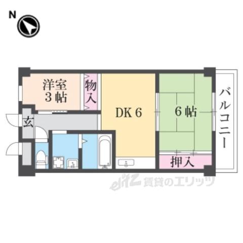 サンリバージュ(2DK/2階)の間取り写真