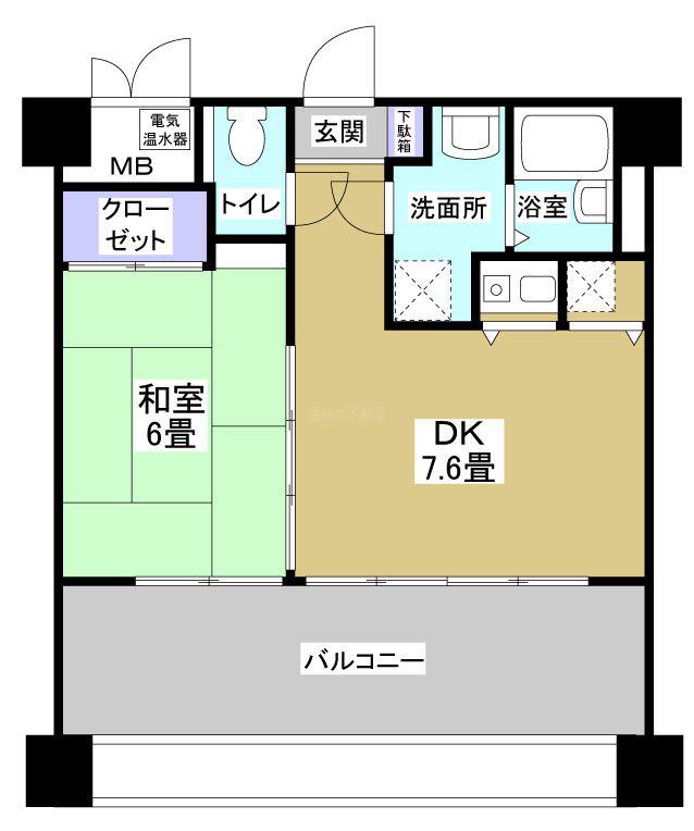 ブライティ助信(1DK/6階)の間取り写真