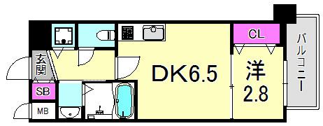 セレニテ神戸元町(1DK/3階)の間取り写真