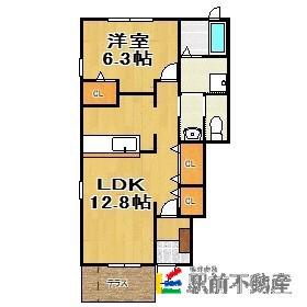 シャルマン壱番館(1LDK/1階)の間取り写真