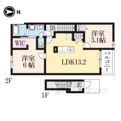 グラース アンジュ(2LDK/2階)の間取り写真