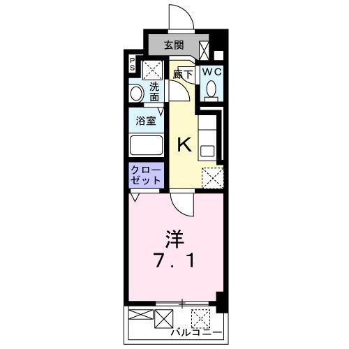 ハッピーメゾン VI(1K/3階)の間取り写真