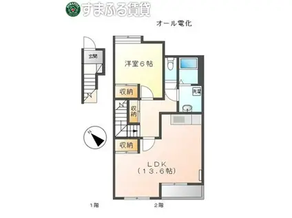 ポラリス(1LDK/2階)の間取り写真