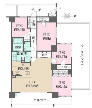 プレミスト西宮北口ザ・レジデンス(4LDK/4階)の間取り写真