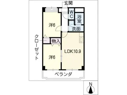 ELVIS(2LDK/6階)の間取り写真