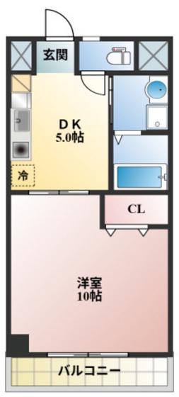 コザックス(1DK/5階)の間取り写真