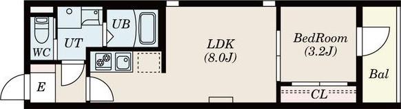 PATINA岩塚(1LDK/1階)の間取り写真