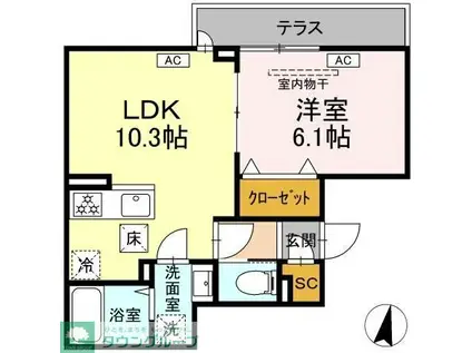 セレスティア大島(1LDK/1階)の間取り写真