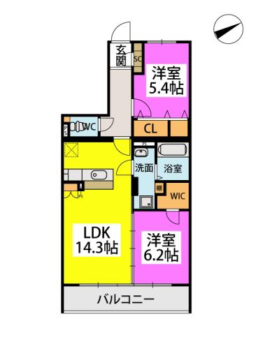 ステラガーデン(2LDK/2階)の間取り写真