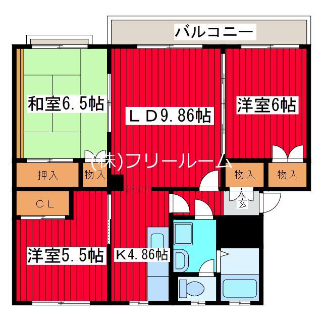 テレパレス月寒中央(3LDK/4階)の間取り写真