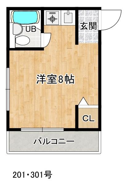 トゥインクル箕面(ワンルーム/3階)の間取り写真