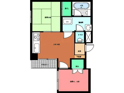 大和グリーンハイツ(2DK/6階)の間取り写真