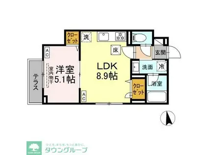 セレスティア北加平(1LDK/1階)の間取り写真