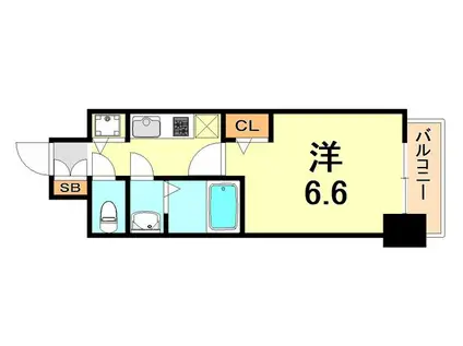 プレサンス三宮ディライト(1K/14階)の間取り写真