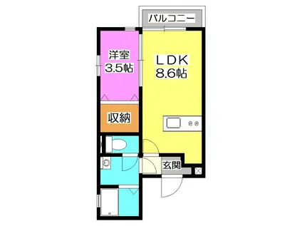 ロジュマンII(1LDK/1階)の間取り写真
