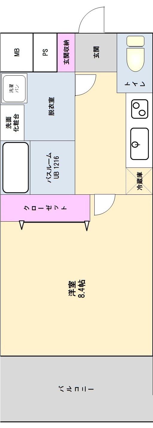 グランパーク県庁東(1K/2階)の間取り写真