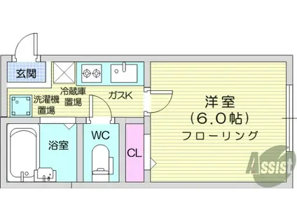 ホワイト・ハウス(1K/1階)の間取り写真