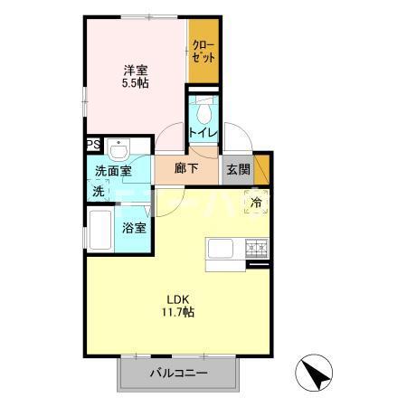 アン・プレール(1LDK/2階)の間取り写真