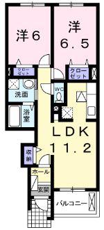 アズールコート(2LDK/1階)の間取り写真