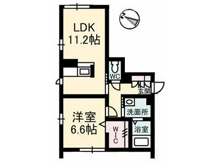 ベレオ海岸通(1LDK/1階)の間取り写真