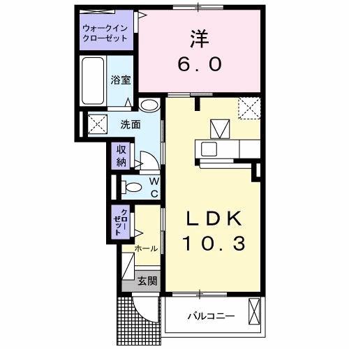 クレシェンド ラブ III(1LDK/1階)の間取り写真