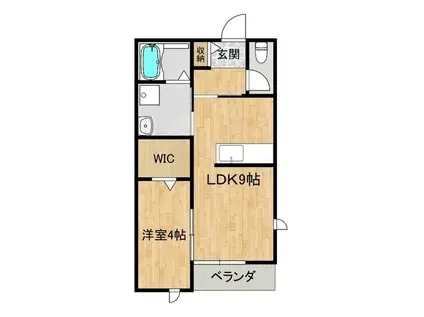 セレーノ小松A(1LDK/2階)の間取り写真