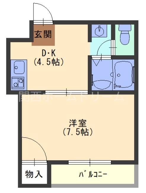 メゾン・ド・ハルカ(1DK/4階)の間取り写真