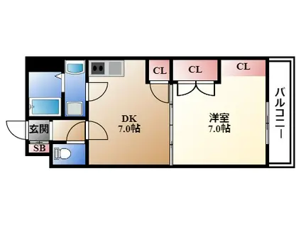 久屋グリーンビル(1DK/9階)の間取り写真