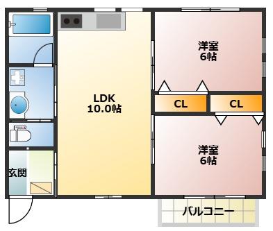 スパローヒルズII(2LDK/1階)の間取り写真