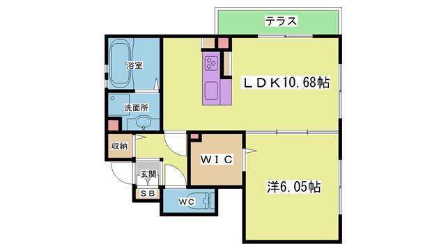 SUMIKA B棟(1LDK/1階)の間取り写真