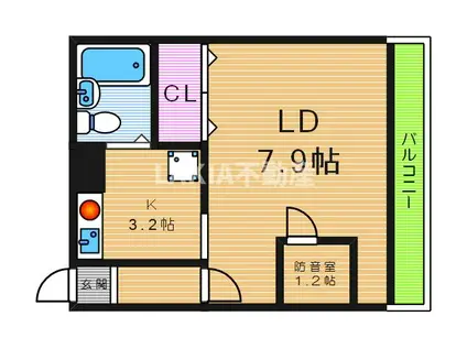 コスモハイツ美章園(1K/4階)の間取り写真