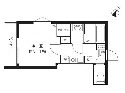 ゴールデンハウス与野(1K/2階)の間取り写真