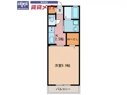 アンジュ津東(1K/2階)の間取り写真