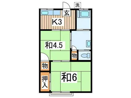 斉市荘(2K/2階)の間取り写真