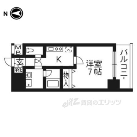 アスヴェル京都外大前(1K/7階)の間取り写真
