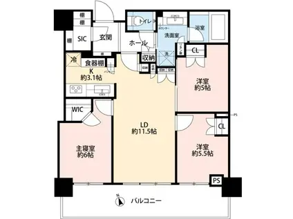 グローバルフロントタワー(3LDK/14階)の間取り写真