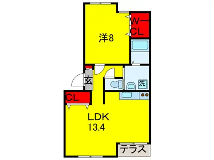 WOOD VILLAGE(1LDK/2階)の間取り写真
