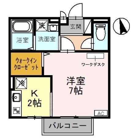 ソレイユ(1K/2階)の間取り写真