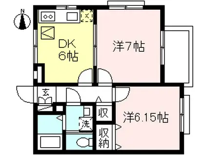 ブランドール(2DK/3階)の間取り写真