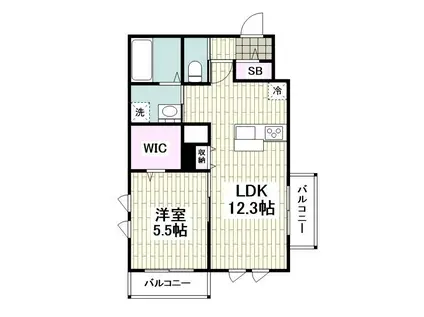 メゾンフルール(1LDK/1階)の間取り写真