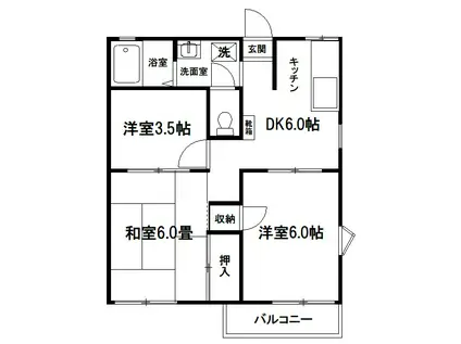 モンレーブ浦和I(3DK/2階)の間取り写真