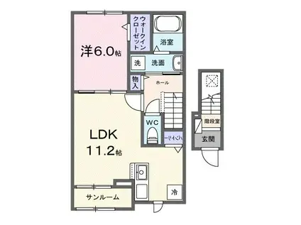 ブリリアント湘南(1LDK/2階)の間取り写真