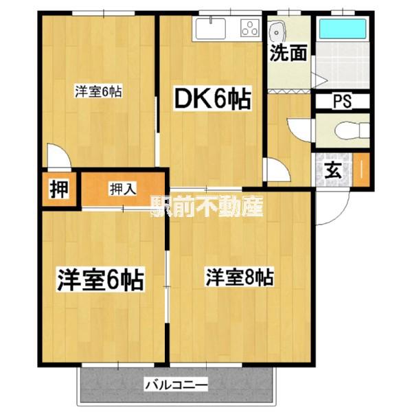 アネックス南佐賀(3DK/1階)の間取り写真