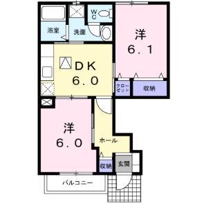 ヴァーレンスA(2DK/1階)の間取り写真