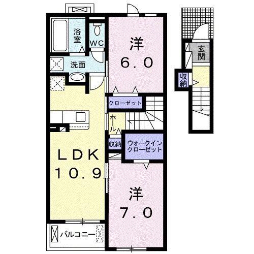 マルーン・ベルズ(2LDK/2階)の間取り写真